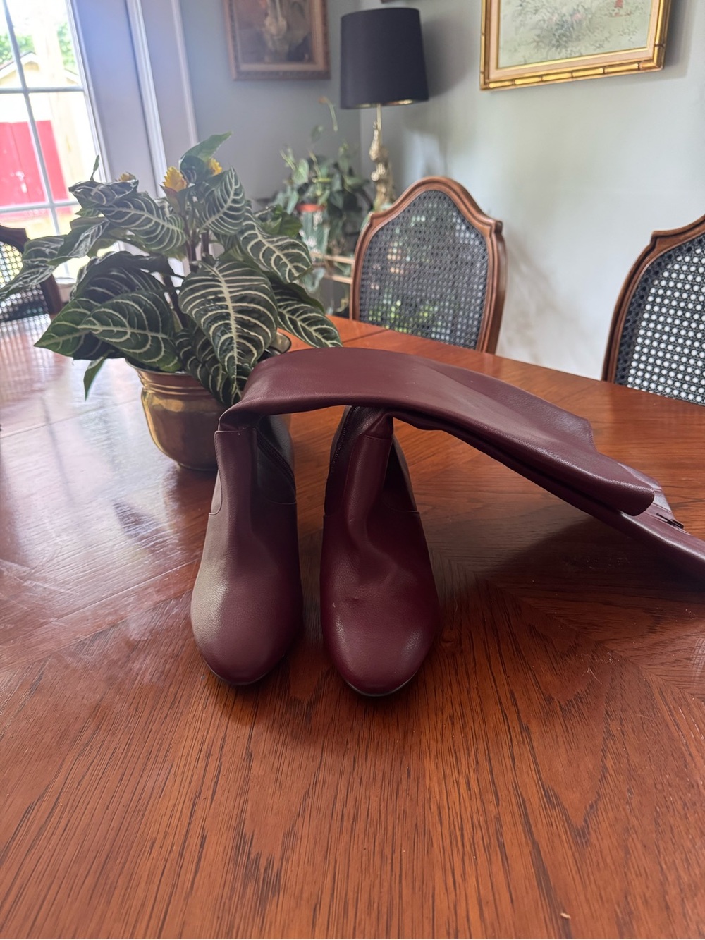 Loft - Women's Knee-High Red Boots in Burgundy sized 8.5